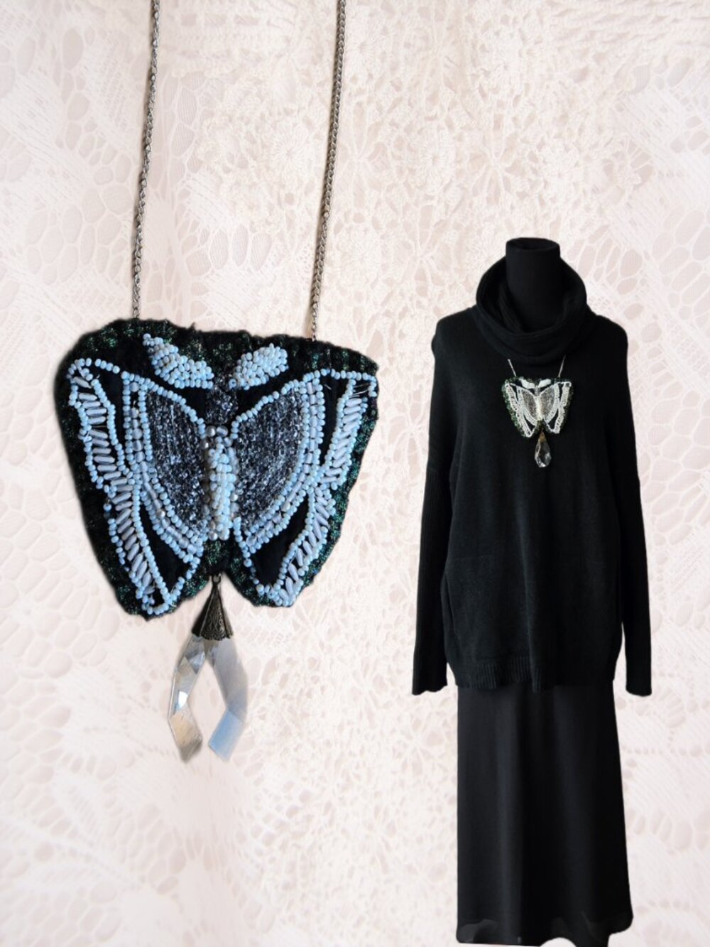 Handmade Beaded Butterfly Necklace Fairycore Y2k-Style 🦋